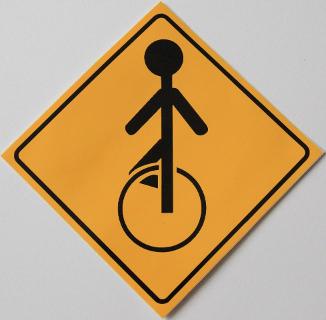 Sticker Caution Unicycle